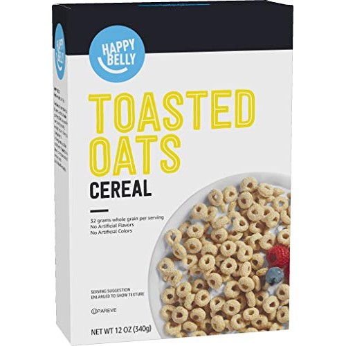 Amazon Brand - Happy Belly Toasted Oats Cereal, 12Oz