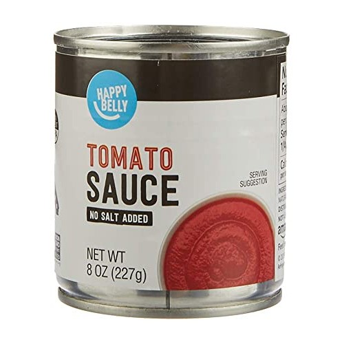 Amazon Brand - Happy Belly Tomato Sauce, No Salt Added, 8 Ounce