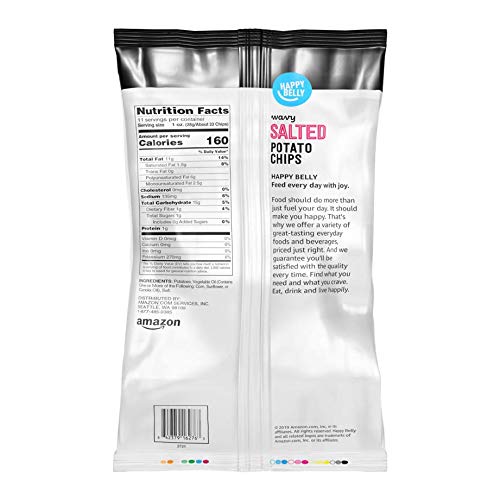 Amazon Brand - Happy Belly Wavy Salted Potato Chips, 11 Ounce