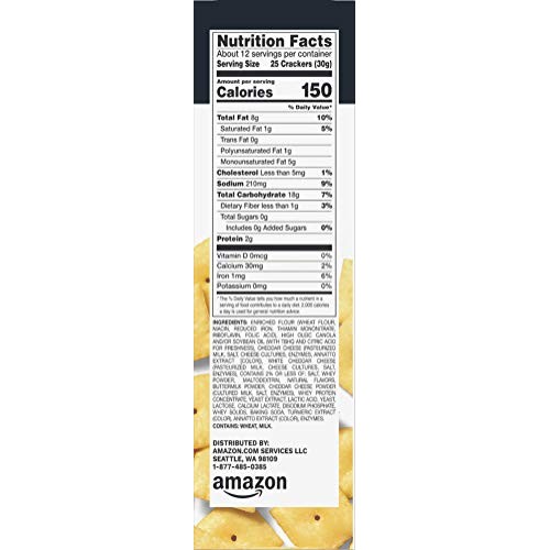 Amazon Brand – Happy Belly White Cheddar Cheese Cracker, 12.4 ounce