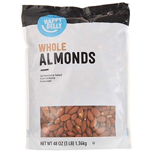 Amazon Brand - Happy Belly Whole Raw Almonds, 48 Ounce