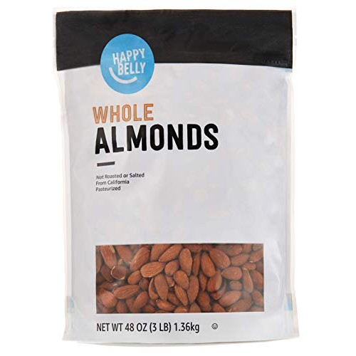 Amazon Brand - Happy Belly Whole Raw Almonds, 48 Ounce