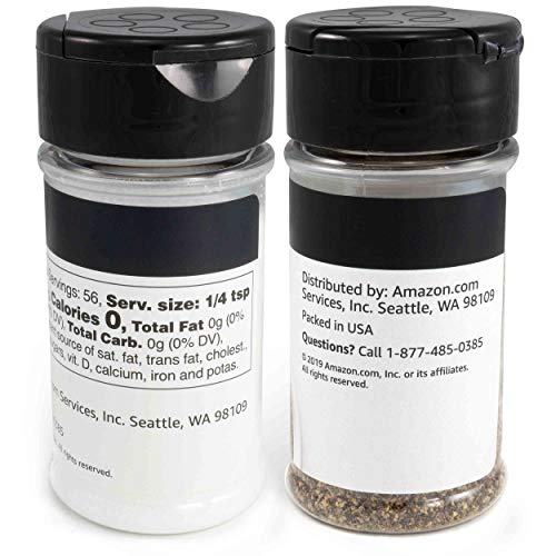 Amazon Brand - Salt And Pepper Set, 4 Ounces Salt And 1.25 Ounce