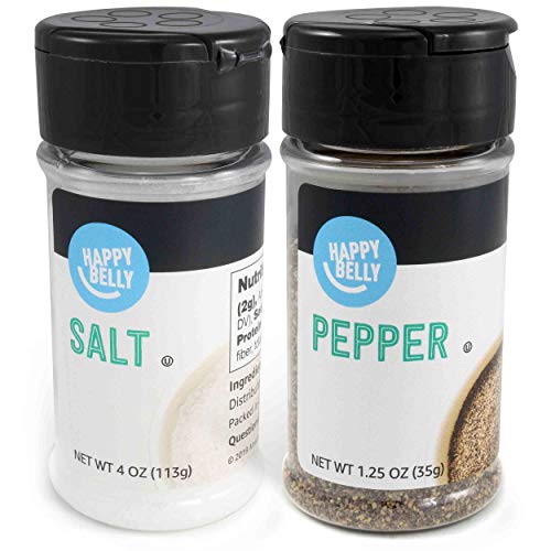 Amazon Brand - Salt And Pepper Set, 4 Ounces Salt And 1.25 Ounce