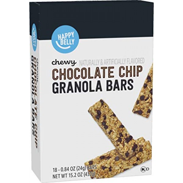 Amazon Brand - Happy Belly Chewy Chocolate Chip Granola Bars, 18...