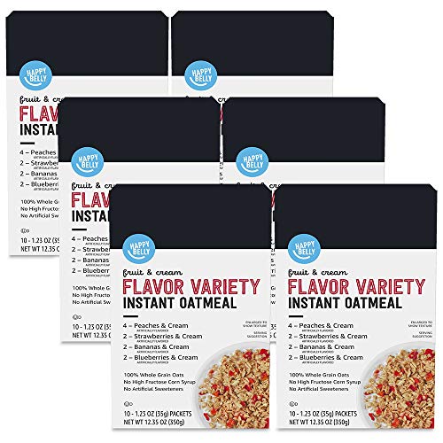 Amazon Brand - Happy Belly Instant Oatmeal, Fruit &Amp; Cream Variet