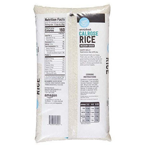 Happy Belly White Calrose Rice Medium Grain 15 Lb