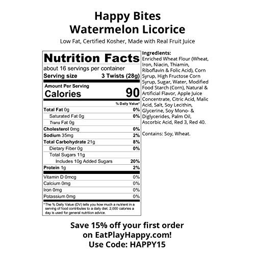 Happy Bites Watermelon Licorice Twists - Certified Kosher - Gour