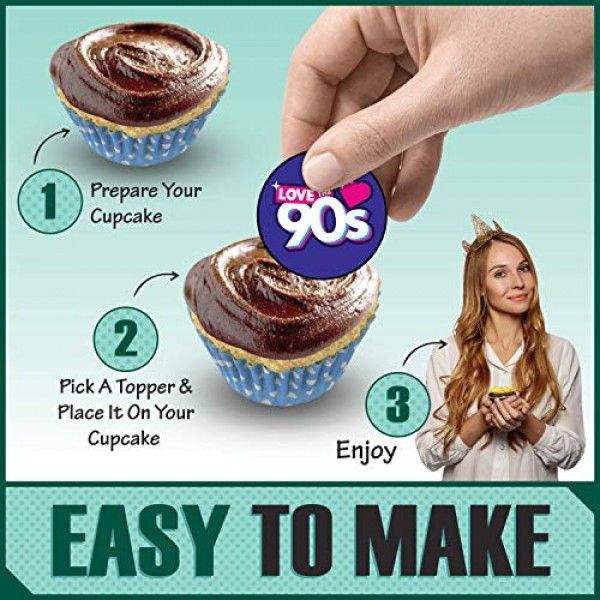 30 x Edible Cupcake Toppers Themed of 90s Party Collection of Ed...
