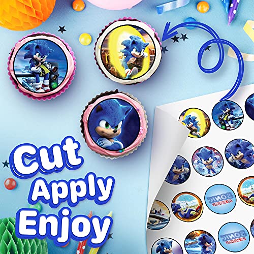 30 X Edible Cupcake Toppers Themed Of Sonic New Movie Collection