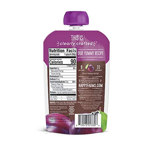 Happy Baby Clearly Crafted Organic Baby Food Stage 1, Prunes, 3.