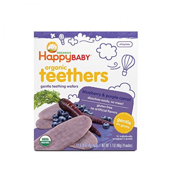 Happy Baby Gentle Teethers Organic Teething Wafers Blueberry Pur...