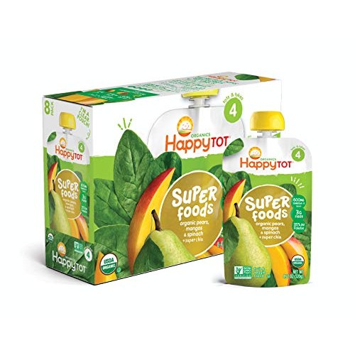 Happy Tot Organic Stage 4 Super Foods, Pears, Mangos And Spinach