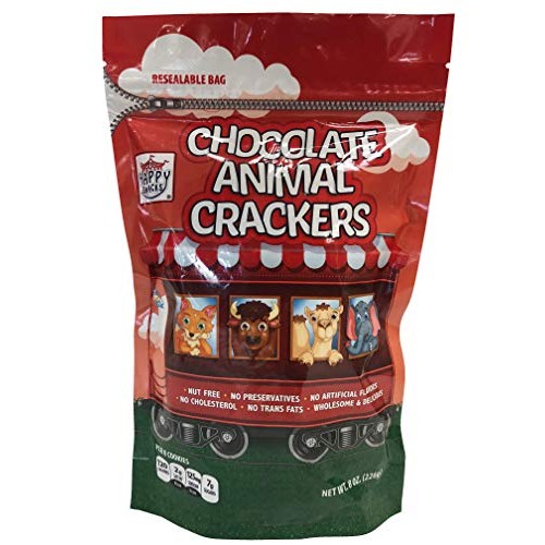 Happy Snacks Animal Crackers,Chocolate, 8 Ounce Resealable Bag