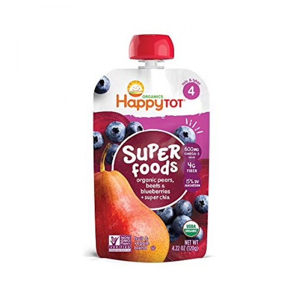 Happy Tot Organic Super Foods Pouch Stage 4 Pears Blueberries & ...