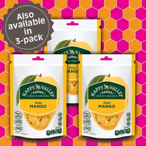 Happy Valley Farms Dried Mango 5 Oz, 3-Pack