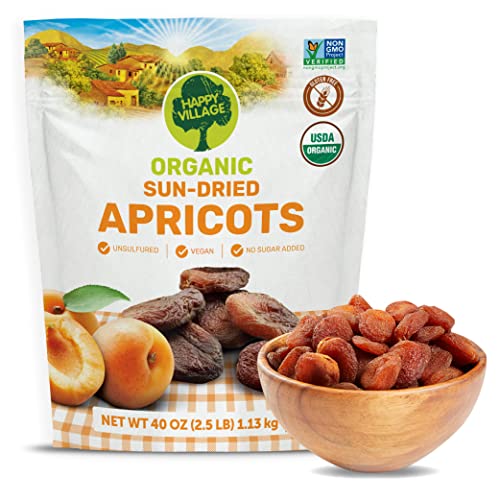 Happy Village Organic Turkish Dried Apricots, No Sugar Added Dri...