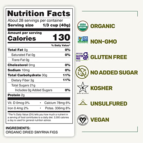 Happy Village Organic Turkish Dried Figs, No Sugar Added Dried F...