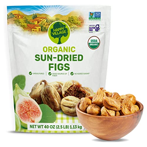 Happy Village Organic Turkish Dried Figs, No Sugar Added Dried F...