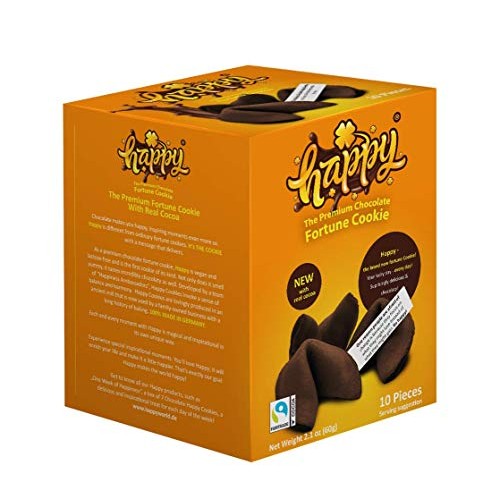 Happy Chocolate Flavored Fortune Cookie - 10 Cookies Per Box - N