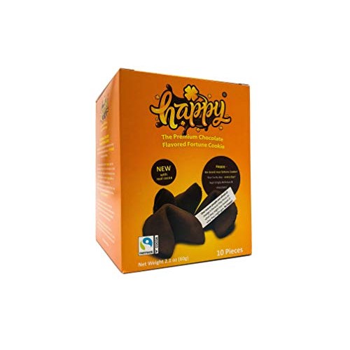 Happy Chocolate Flavored Fortune Cookie - 10 Cookies Per Box - N