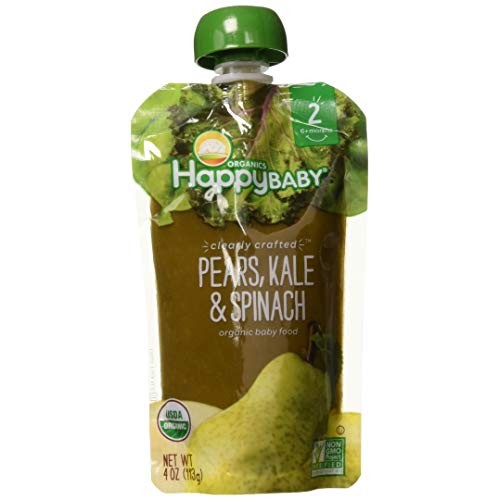 Happy Baby Organic Clearly Crafted Stage 2 Baby Food, Pears/Kale