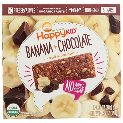 Happykid Organic Banana &Amp; Chocolate Fruit &Amp; Oat Bar 5 Count, 4.9