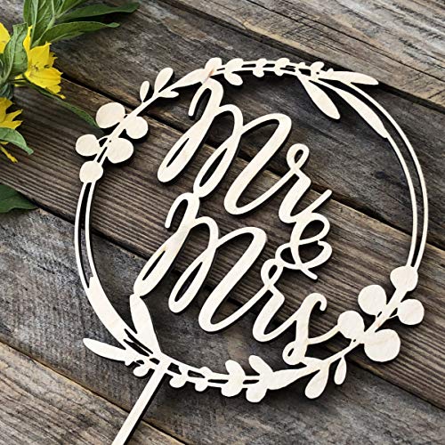 Happyplywood Mr And Mrs Cake Topper Eucalyptus Wreath For Weddin