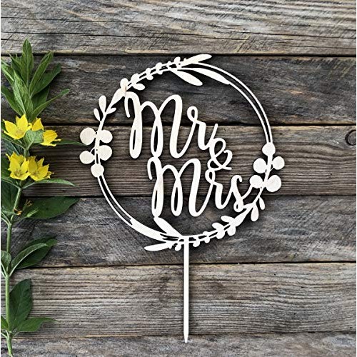 Happyplywood Mr And Mrs Cake Topper Eucalyptus Wreath For Weddin
