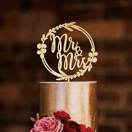Happyplywood Mr And Mrs Cake Topper Eucalyptus Wreath For Weddin
