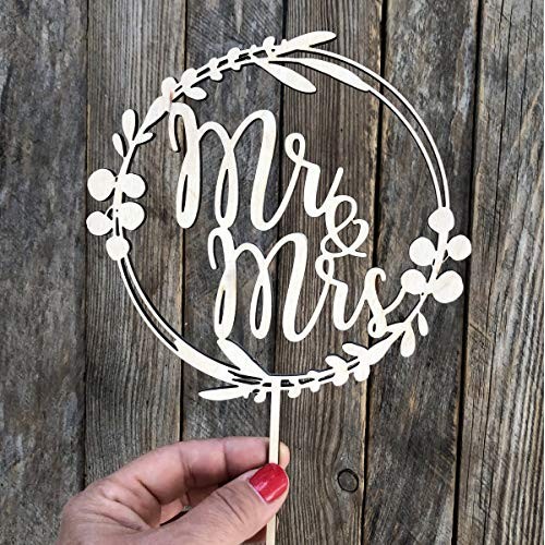Happyplywood Mr And Mrs Cake Topper Eucalyptus Wreath For Weddin