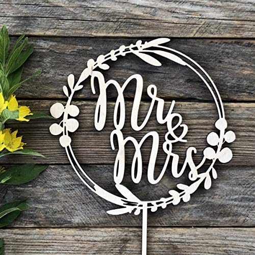 Happyplywood Mr And Mrs Cake Topper Eucalyptus Wreath For Weddin