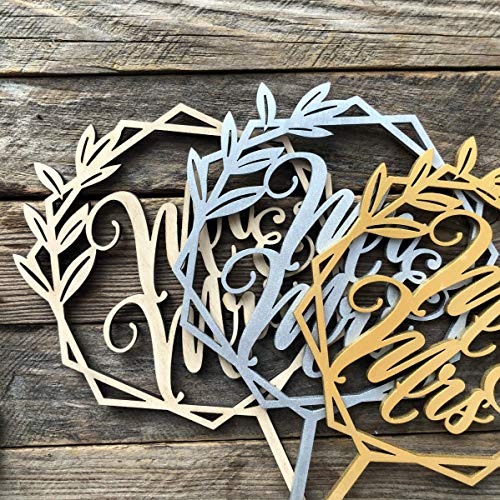 Happyplywood Mr And Mrs Wooden Cake Topper Wreath Cake Toppers F