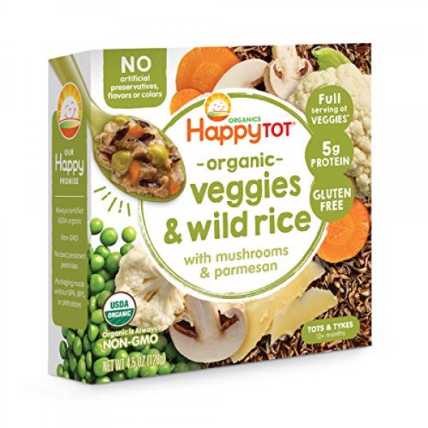 Happy Tot Organic Veggies &Amp; Wild Rice With Mushrooms &Amp; Parmesan