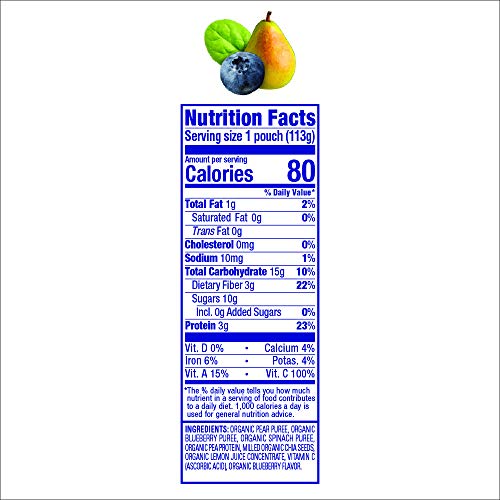 Happy Tot Organic Stage 4 Fiber &Amp; Protein, Pears, Blueberries &Amp;