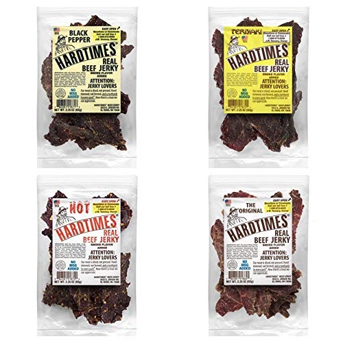 Hard Times Real Beef Jerky, Variety Sampler Pack, No Msg, 2.25 O