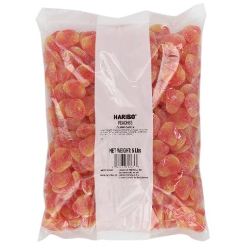 Haribo Gummi Candy, Peaches, 5-Pound Bag
