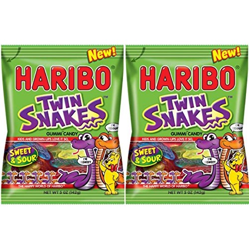 Haribo Twin Snakes Sweet &Amp; Sour Gummi Candy - New 2016 - 5 Oz Ba
