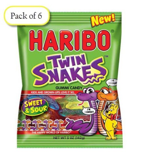 Haribo Twin Snakes Sweet &Amp; Sour Gummy Candy - New 2016 - 5 Oz Ba