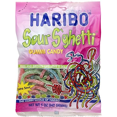 Haribo Sour Sghetti Gummi Candy, 5 Oz Pack Of 3