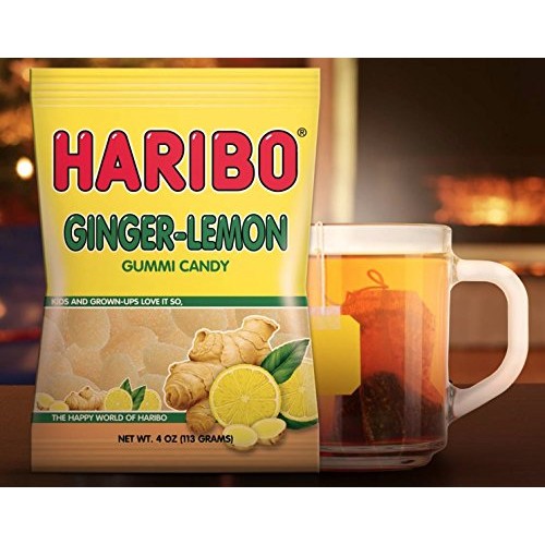 Haribo Gummi Candy, Ginger-Lemon, 4 Oz. Bag Pack Of 12