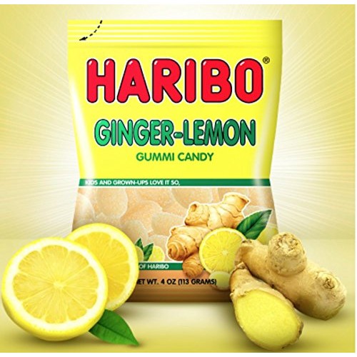 Haribo Gummi Candy, Ginger-Lemon, 4 Oz. Bag Pack Of 12