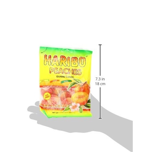 Haribo Gummi Candy, Peaches, 5 Oz. Bag Pack Of 12