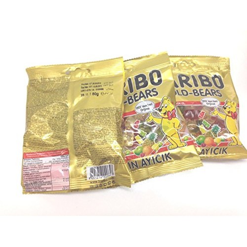 Haribo Gummi Candy, Worms , 80G X 24, Halal, 24 Packs, Gold Bears