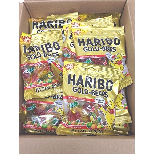 Haribo Gummi Candy, Worms , 80G X 24, Halal, 24 Packs, Gold Bears