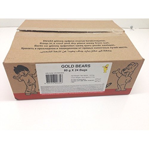 Haribo Gummi Candy, Worms , 80G X 24, Halal, 24 Packs, Gold Bears