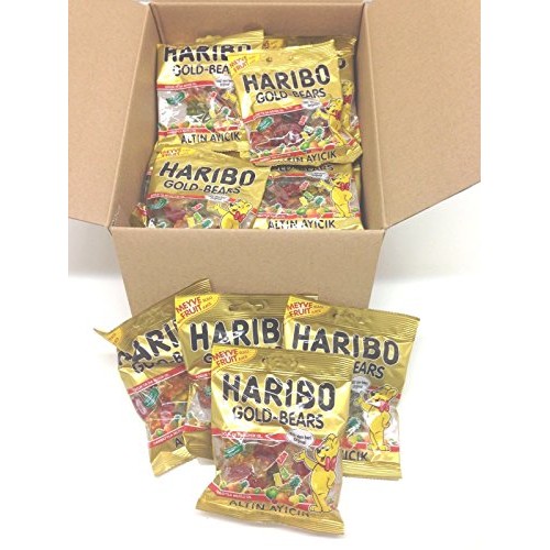 Haribo Gummi Candy, Worms , 80G X 24, Halal, 24 Packs, Gold Bears