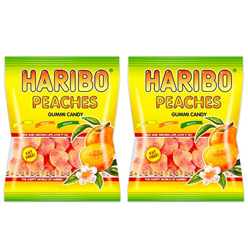 Haribo Peaches Gummi Candy 4 Oz Bag 2 Bags 8 Oz Total