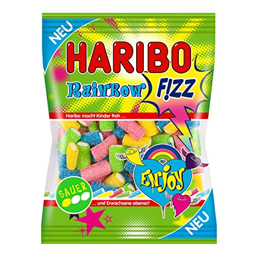 Haribo Rainbow Fizz, Gummy Bears, Wine Gum, Fruit Gum, Sour, 175 G