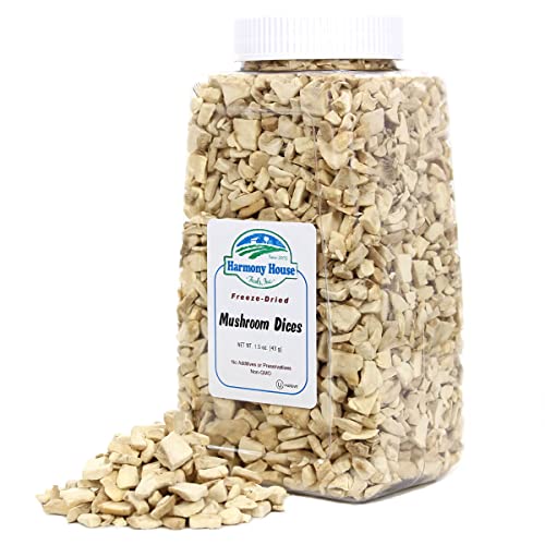 Harmony House Foods Freeze-Dried Mushroom Dices 1.5 oz, Quart S...